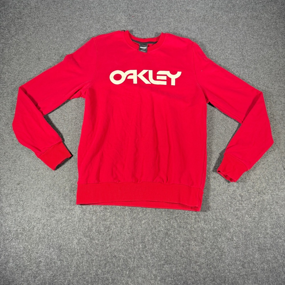 Oakley Mens‎ Red Logo Crewneck Sweatshirt Custom Fit Long Sleeve Size L